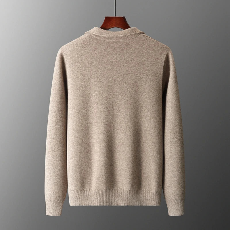 6-Color Autumn and Winter New 2023 Men'S 100% Cashmere Cardigan Sweater Casual Knitted Lapel Men'S Business Sweater Solid Color