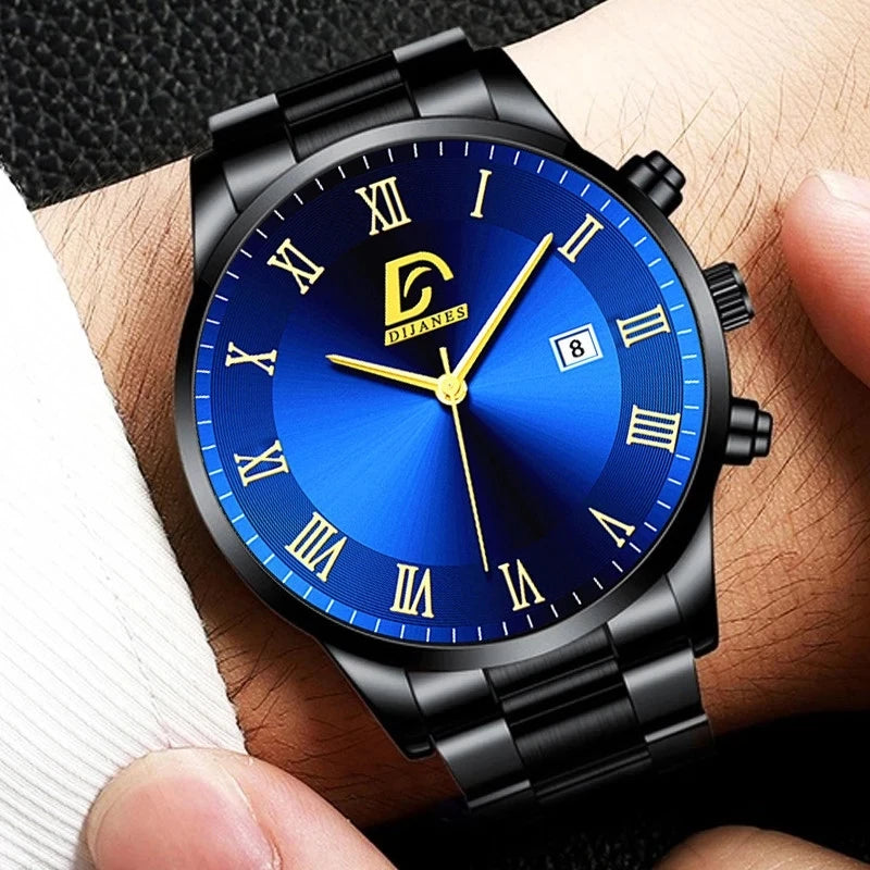 Reloj Hombre Fashion Mens Watches Luxury Stainless Steel Calendar Quartz Wrist Watch Men Business Bracelets Watch Montre Homme