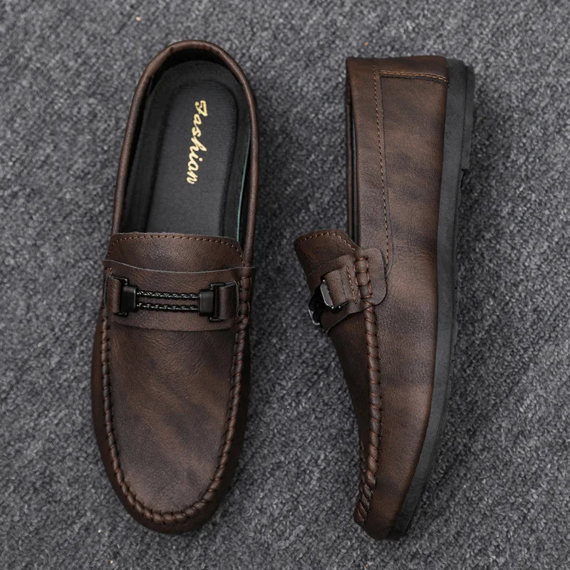 Men'S Formal Summer Soft Sole Business Work Shoes Waterproof Lightweight Genuine Leather Men'S Loafers Men'S Flat Breathable