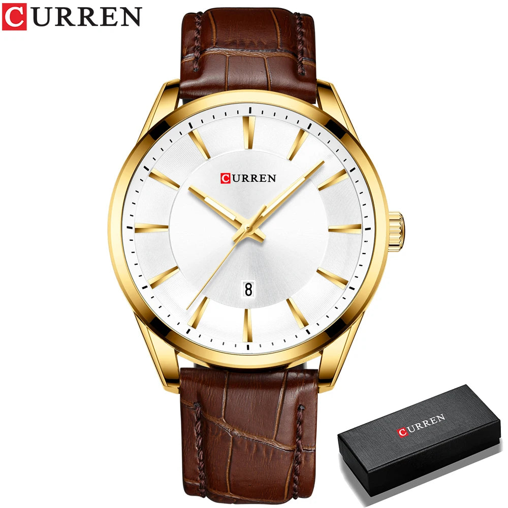 New Quartz Watches for Men Leather Strap Male Wristwatches Top Luxury Brand Business Men'S Clock Reloj Hombres