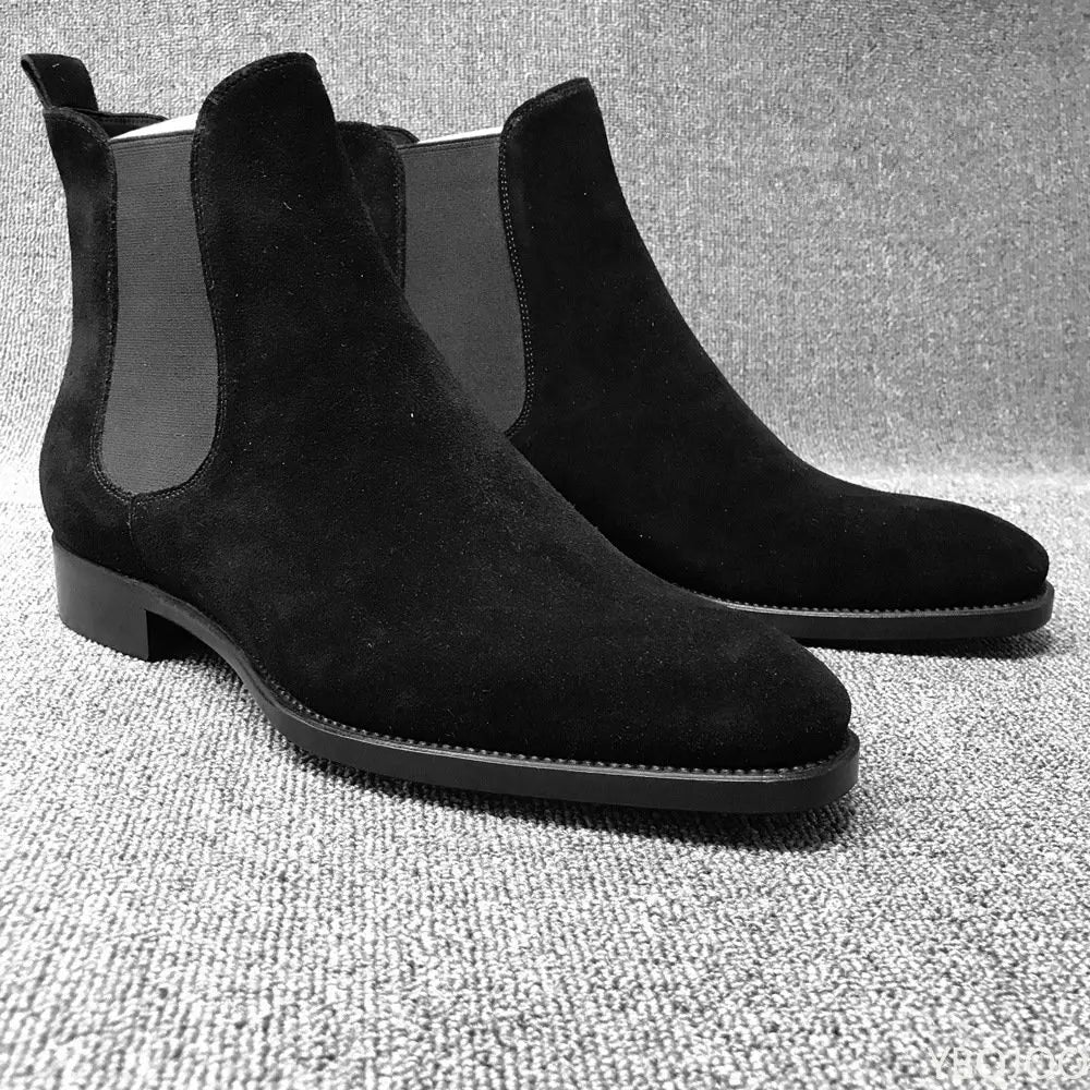 Men Chelsea Boots Black Brown Velvet High Ankle Dress Shoes Men Walking Shoes Wear Resistant Chelsea Dress Boots Botas De Hombre