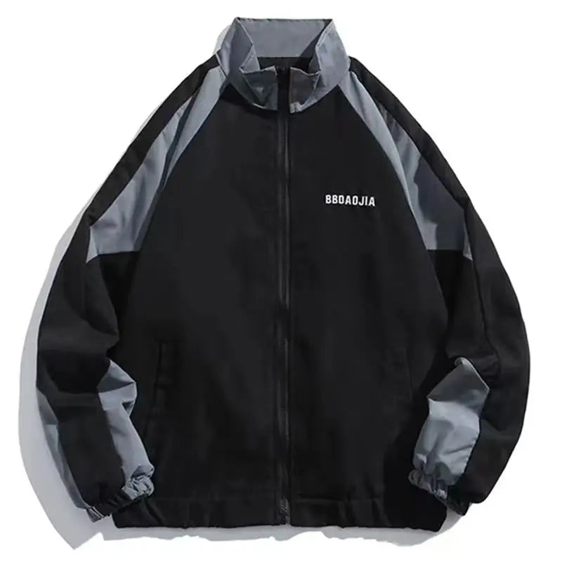 Reflective Striped Jacket 2023 Men Hip Hop Streetwear Coat Zipper up Jacket Windbreaker Harajuku Thin Coats Sports Black Blue