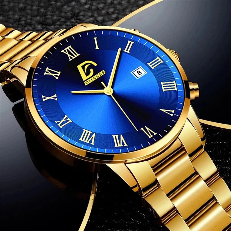 Reloj Hombre Fashion Mens Watches Luxury Stainless Steel Calendar Quartz Wrist Watch Men Business Bracelets Watch Montre Homme