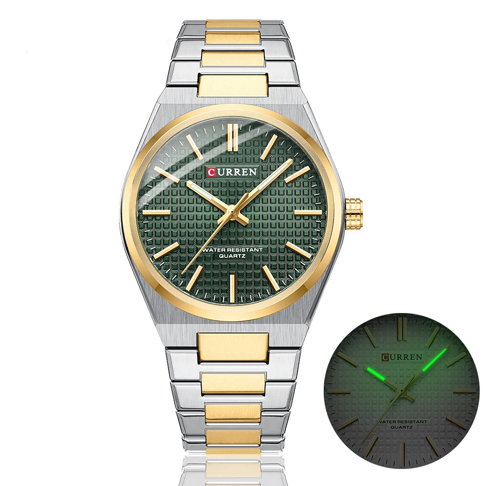 Fashion Unique Quartz Men'S Wrist Watches Stainless Steel Strap Watch Simple Luminous Hands Clock