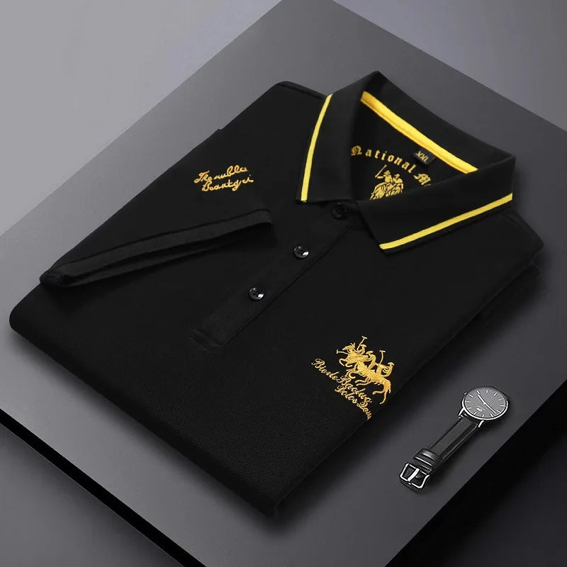 Summer Mens Embroidered Polo Shirts Short Sleeve Shirt Luxury Top Casual Lapel T-Shirt Men Breathable Lightweight T Shirt Homme