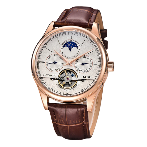 Luna® Automatic Tourbillon Leather Watch
