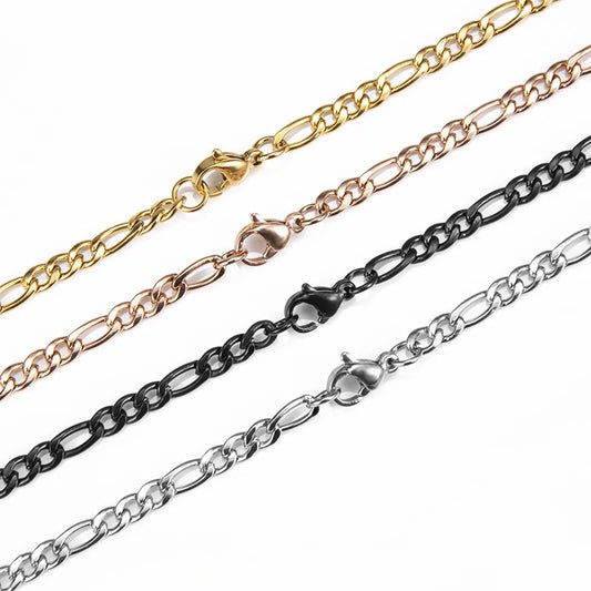 Fashion New Figaro Chain Necklace for Men Punk Silver Color Stainless Steel Long Necklace Men Hip Hop Jewelry Gift