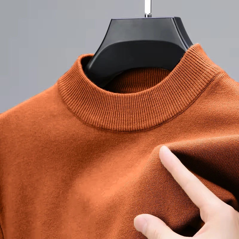 Half Turtleneck Knitwear Sweater New Autumn/Winter Mock Neck Sweatshirts Solid Color Pullovers Man Brand Casual Mens Clothing