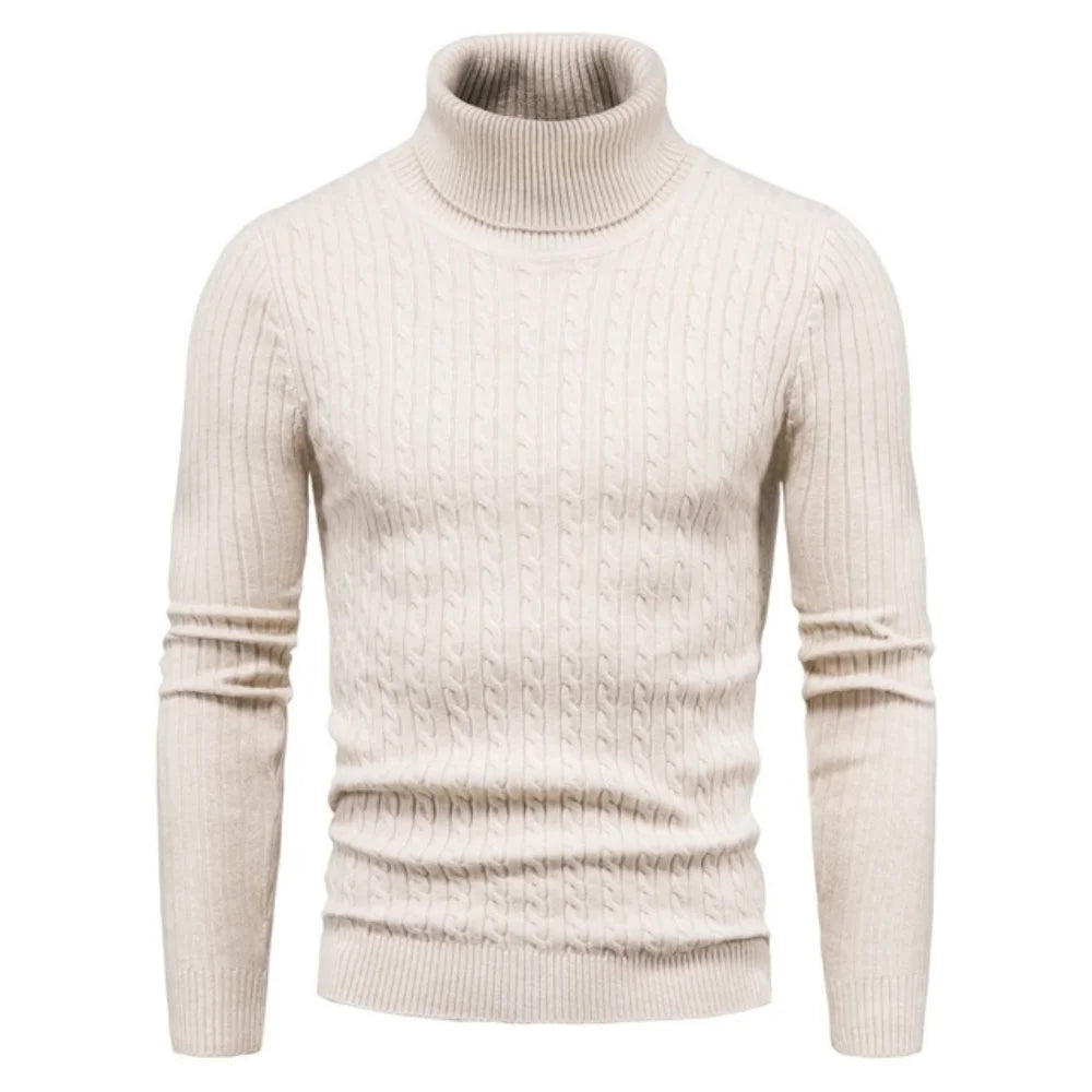 Autumn Winter Turtleneck Pullovers Warm Solid Color Men'S Sweater Slim Pullover Men Knitted Sweaters Bottoming Shirt