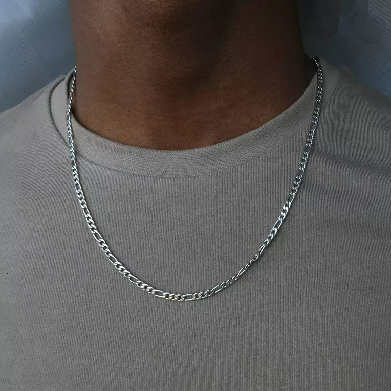 Fashion New Figaro Chain Necklace for Men Punk Silver Color Stainless Steel Long Necklace Men Hip Hop Jewelry Gift