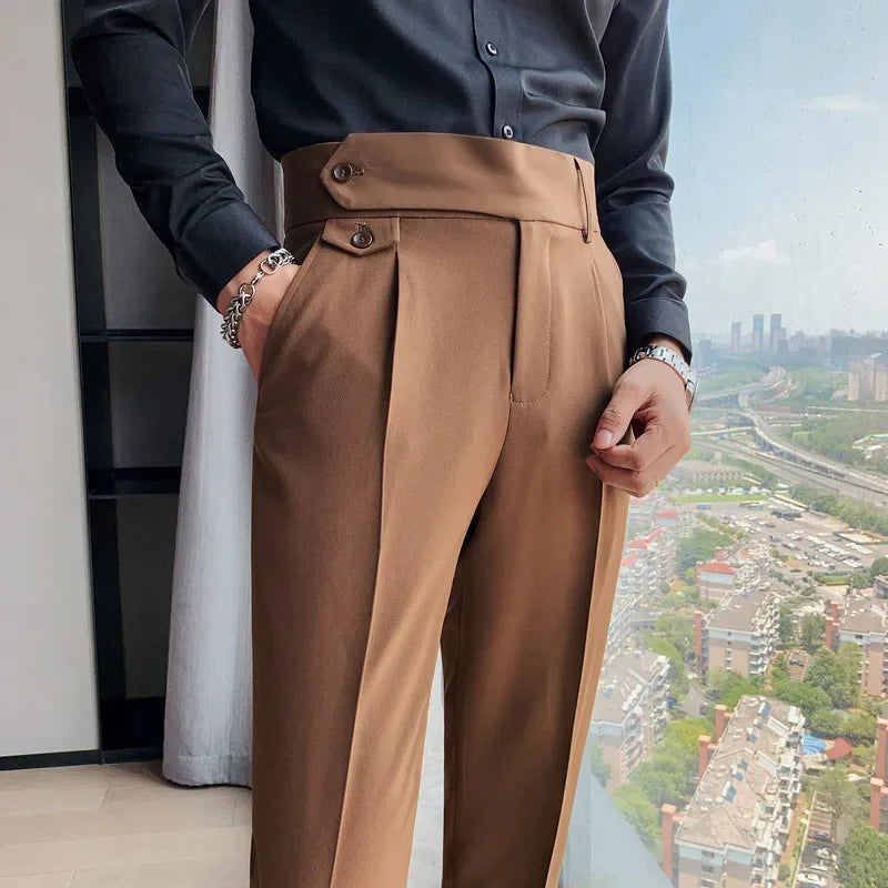 Men Suit Pants 2023 New British Style Business Casual Solid Slim Fit Straight Dress Pants for Men Formal Trousers Men Clothing